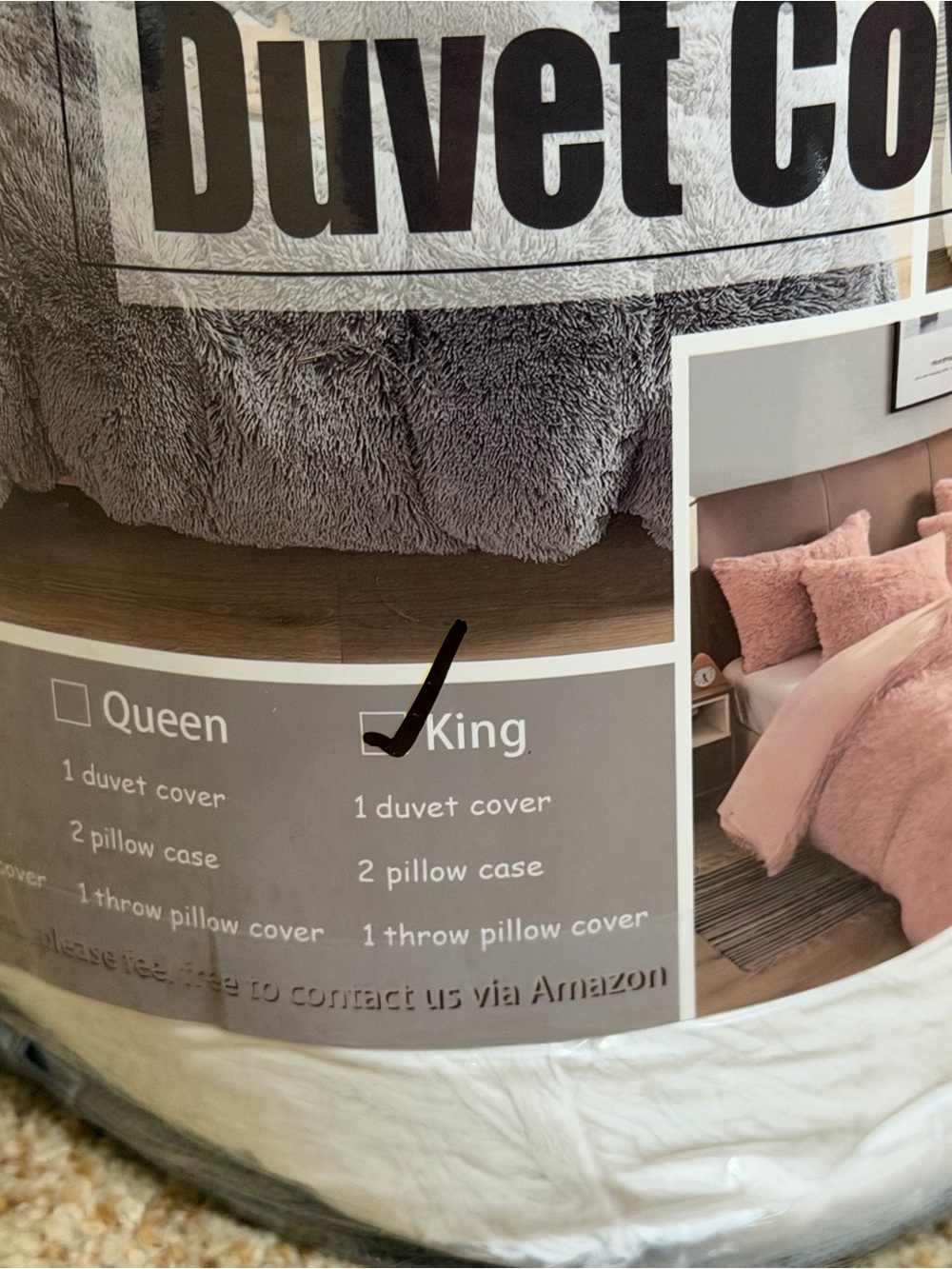 Plush Faux Fur King Size White Comforter Set - Cozy Home Bedding - Picture 3 of 6